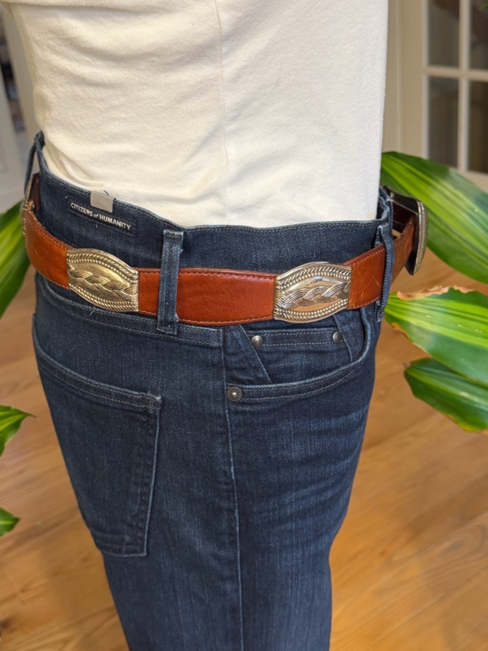 Fossil Southwestern Brown Leather Belt Silver Hardware 2010s (GUC) - Picture 12 of 12